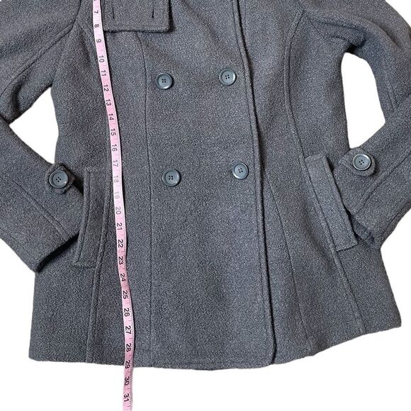 BNCI Blanc Noir Textured Gray Wool Blend Pea Coat - Picture 13 of 15